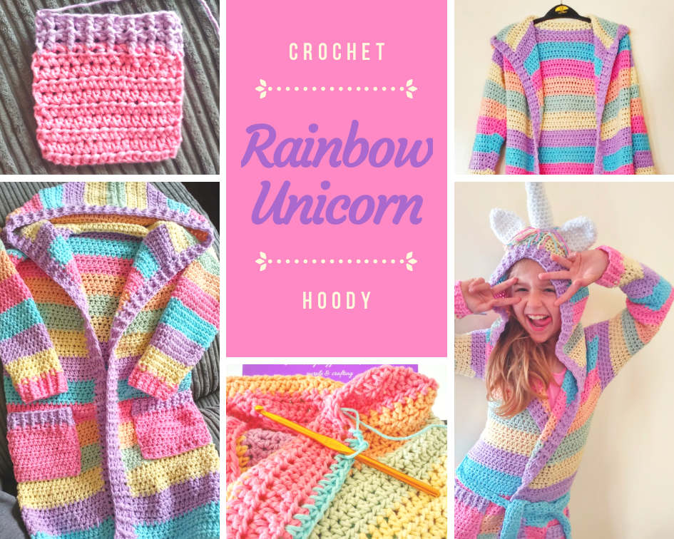 Crochet Rainbow Unicorn Hoody